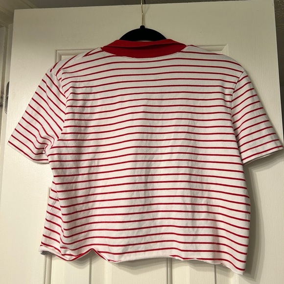 90’s Vintage Liz Claiborne Lizsport Cropped Red and White Striped Polo - Picture 6 of 6